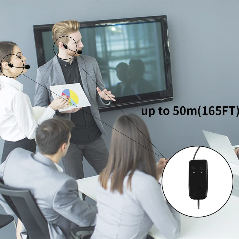 [AUSTRALIA] - Wireless Microphone System for 2 People, 2.4G Dual Wireless Headset Mics Ideal for Speakers, Voice Amplifier, PA System, Teacher, Tour Guides, Fitness Instructor 