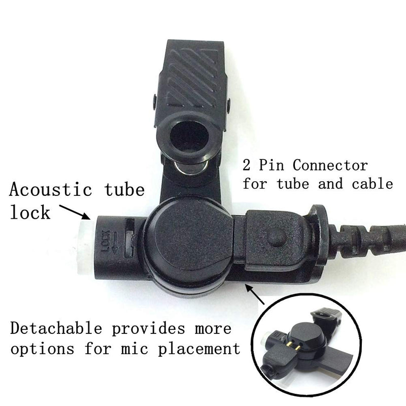 [AUSTRALIA] - Earpieces for Motorola Walkie Talkies with Mic 2 Pin Acoustic Tube Headset and PPT for CP200 GP2000 XU1100 PRO1150 MU12 (2 Pack) 
