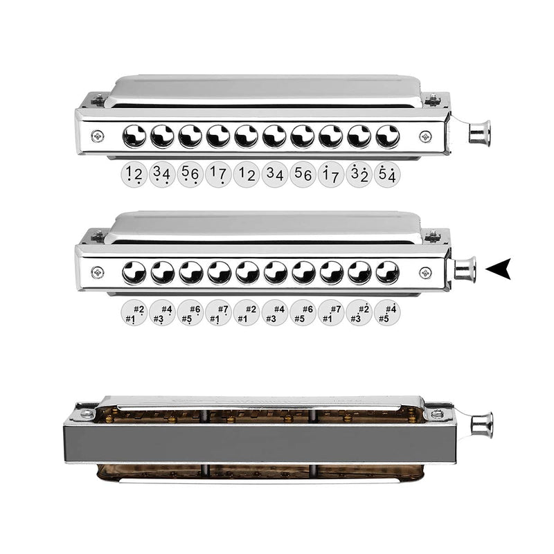[AUSTRALIA] - Chromatic Harmonica Professional Grade 10 Hole 40 Tone Key of C Stainless Steel Heavy Duty with Case & Cleaning Cloth for Professional Player,Band,Beginner Stainless Steel Chromatic - Key C 