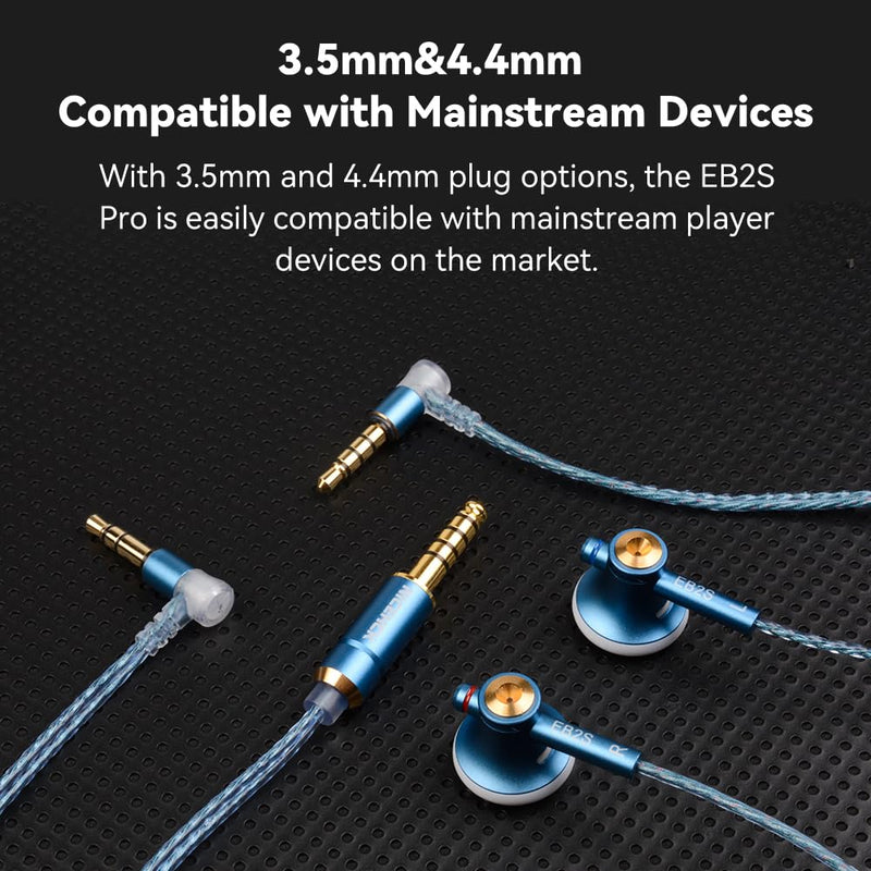 NICEHCK EB2S Pro 4.4mm Balanced Earbuds No Mic 15.4mm Dynamic Headphones | 15.4mm LCP dynamic driver;silver-plated OCC cable; balanced 4.4 plug; comfy marine blue pure HiFi earbud for balanced DAPs 4.4mm no Mic blue03