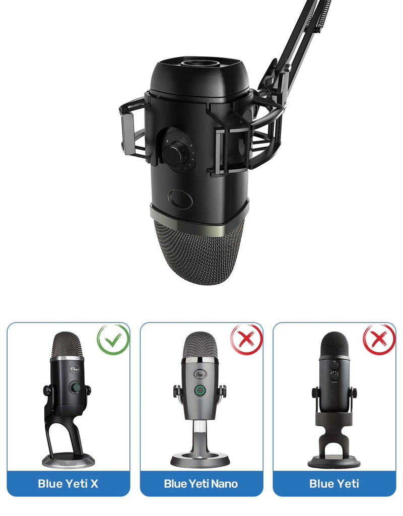 Custom Built for Blue yeti x Shock Mount, 2025 Upgrade Anti-Vibration Suspension Elastic Shock Mount Holder Clip Mics Stand Compatible with Blue yeti x Microphone