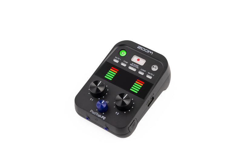 PodTrak P2 Podcast Recorder with 2 USB Mic Inputs, 2 Headphone Outputs, AI Noise Reduction, Tone & COMP Effects, Remote Guest Recording, SD Cards up to 1TB, Battery Powered, & USB-C Powered