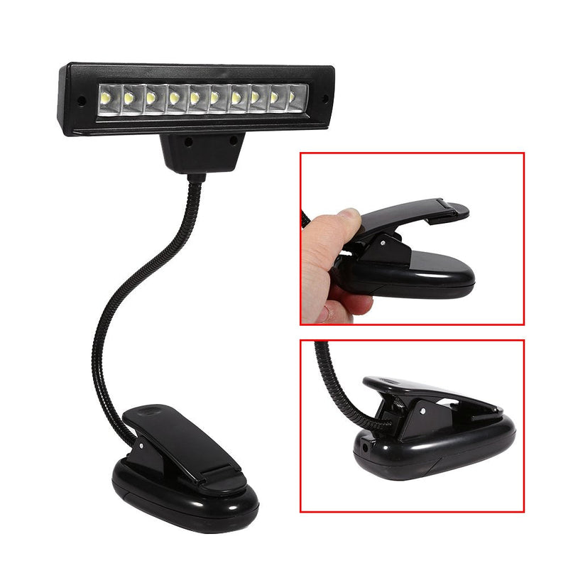 Clip On Lamp Clip On Lamps Plastic Metal Black Portable 10 Led Clip On Music Stand Clamp Light Bedroom Desk Reading Lamp Ac 110V ~220V (b)