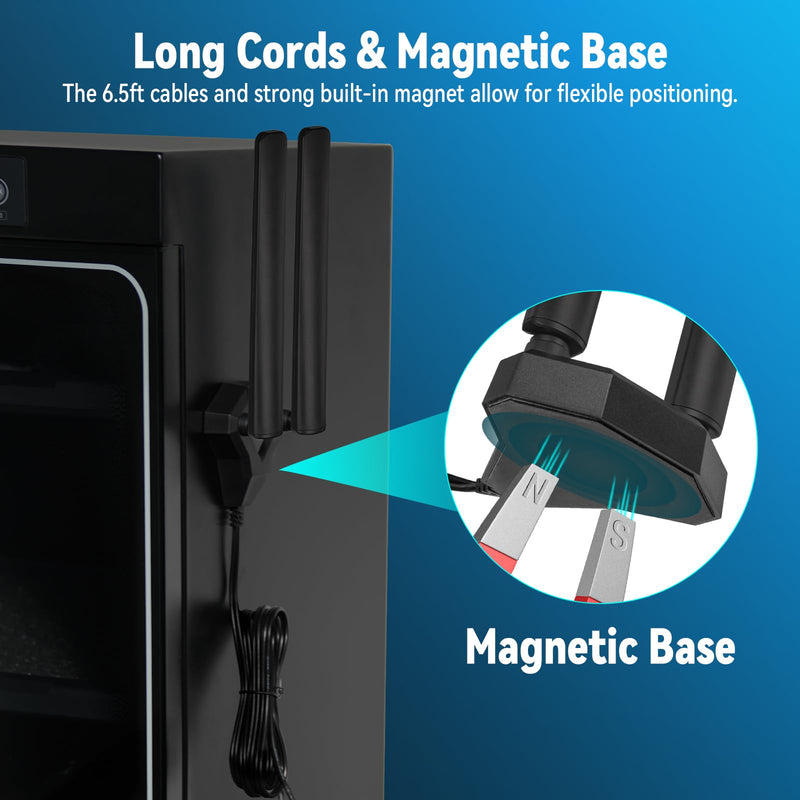 Eightwood WiFi 6E Tri-Band Antenna 6GHz 5GHz 2.4GHz Gaming WiFi Antenna | Magnetic Base Antenna with 6.5ft Extension Cable for PC Desktop Computer PCIe WiFi 6E Card, Router 5dbi wifi 6e antenna