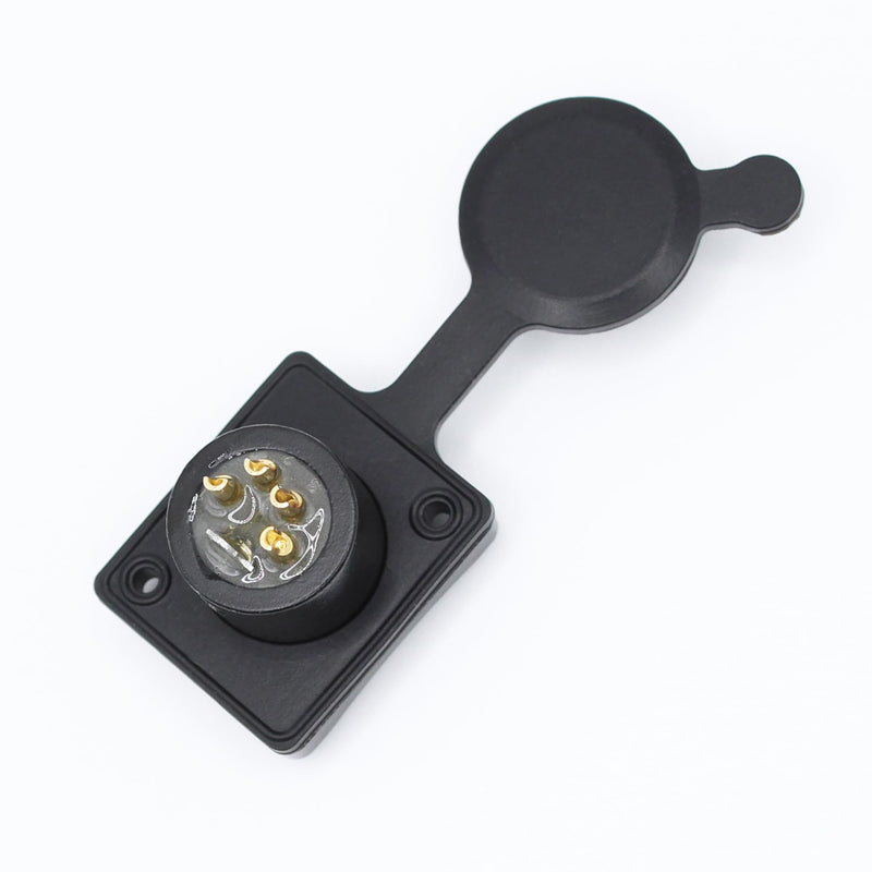 4-Pin XLR Male Jack Panel Mount Jacks with Waterproof Cover,Gold Plated XLR 4 Pin Microphone Audio Jack Connector D Series Size,Black Male,Black
