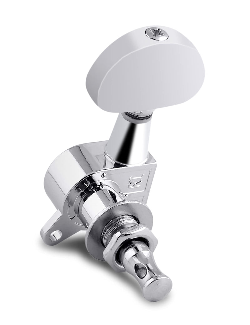 Bogart Sealed String Tuning Pegs Tuning Machines Grover Machine Heads Tuners Tuning Keys 6 In Line for Right Handed Acoustic Guitar or Electric Guitar Half Round Head Chrome., (TP 02-CR-6R)