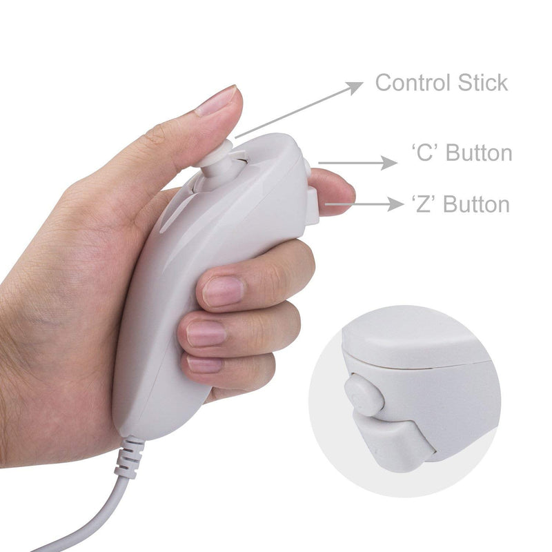 Wii Remote with Wii Motion Plus Inside | Shock Wii Nunchuk Controller | Compatible Nintendo Wii, Wii U White, 1 pack
