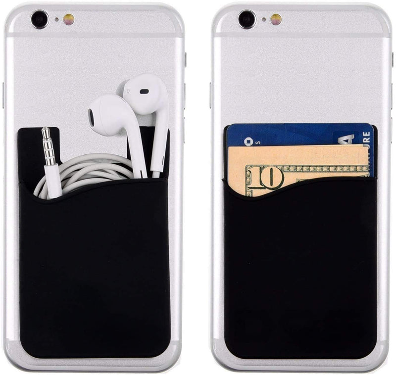Cell Phone Card Holder for Back of Phone Case. Silicone Stick On Pocket Wallet for iPhone, Android & Other Flat Surfaces, Great for Credit Cards, Business Card, Cash & ID Cards (Grey White Black) Grey, White, Black