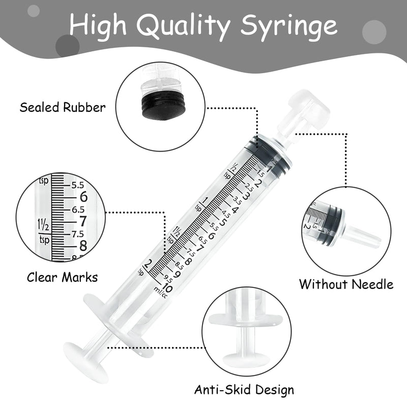 Syringes 10 ml - Pack of 20 Syringes with Lid, Syringe Without Needle, Plastic Syringe, Feed Syringe, Dosing Syringe, for Laboratory, Plants, Engine Oil or Brake Fluid (Not Medical Use)