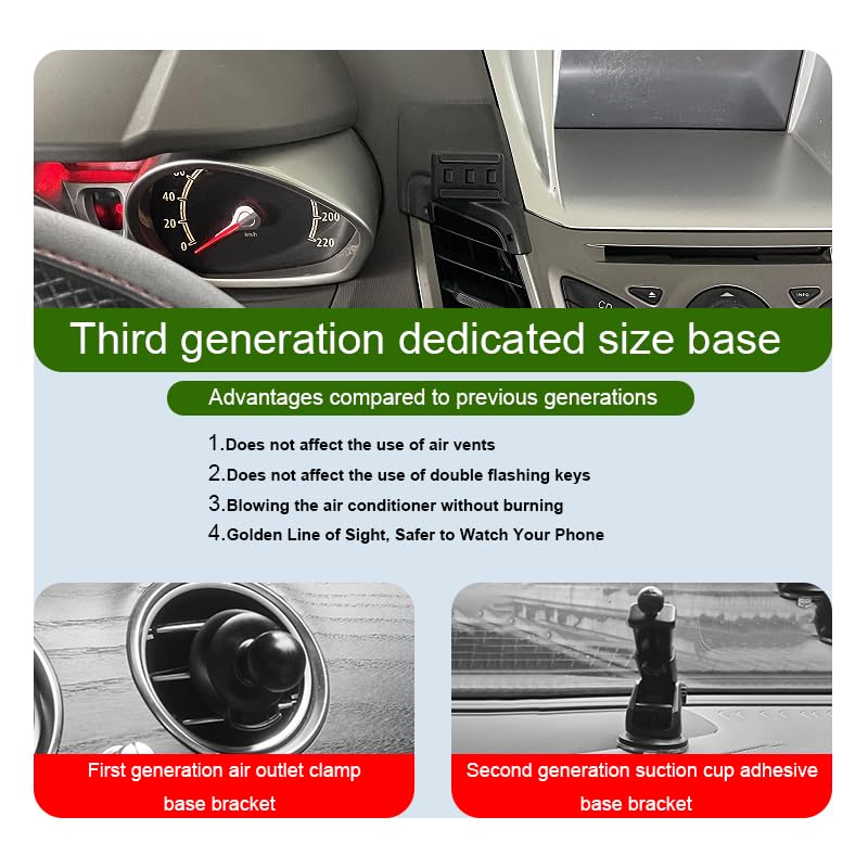 Car Phone Holder for Ford Fiesta 2011-2019 | Auto Accessories Auto Lock Hands Free Cell Phone Mount Car fits for iPhone & All Smartphones