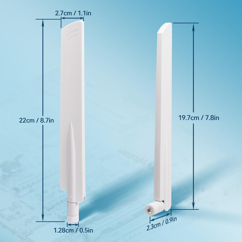 Eightwood Tri-Band WiFi 6E Antenna, RP-SMA Antenna White (2-Pack) | for Desktop PC Motherboard, PCIe WiFi Card, Wireless Router, Security Camera, 2.4GHz 5GHz 6GHz