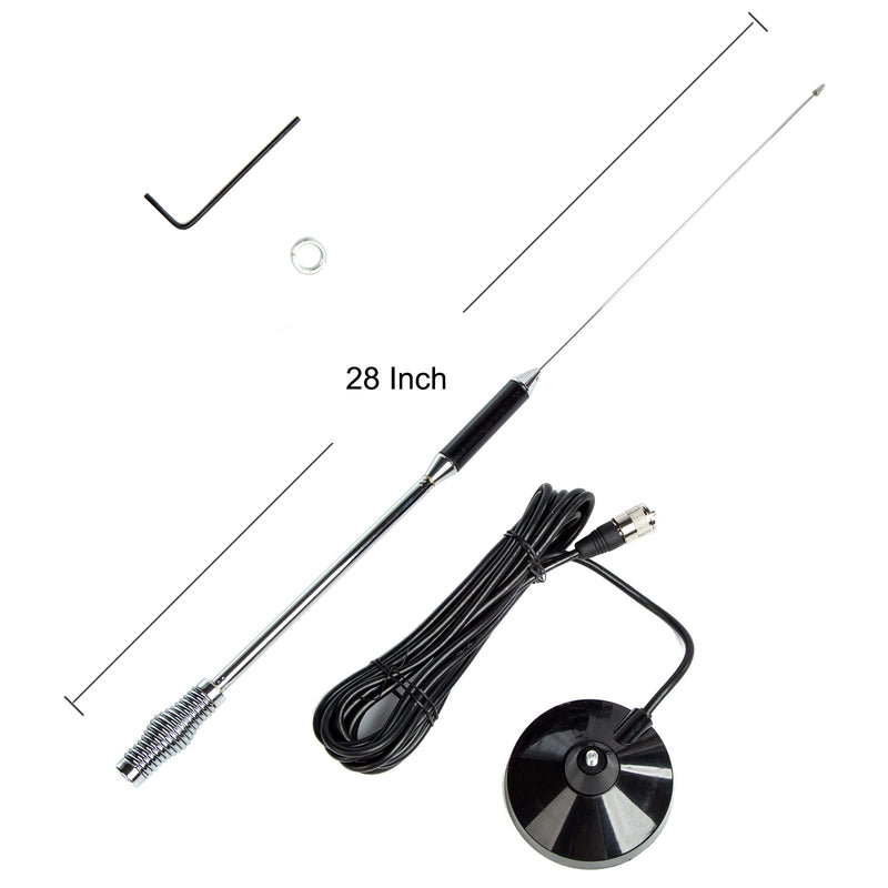 CB Antenna 28 inch 27 Mhz CB Radio Antenna Full Kit with Heavy Duty Magnet Mount Mobile/Car Radio Antenna Compatible with President Midland Cobra Uniden Anytone by LUITON Cb Antenna