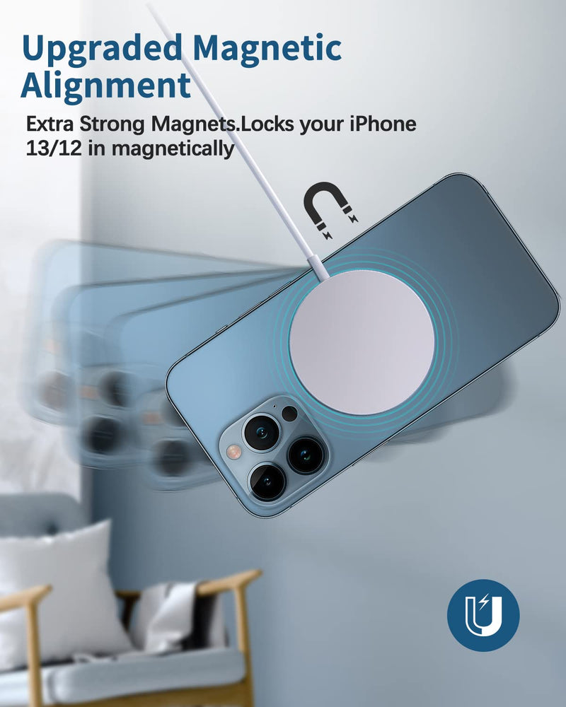 Magnetic Wireless Charger Mag-Safe Charger for iPhone 15/14/13/12 Series Convertible Magnet Wireless Charging Stand/Pad with 20W Adapter 5ft Cable for iPhone and AirPods 2/3/Pro 2/Pro White Mag-safe Charger