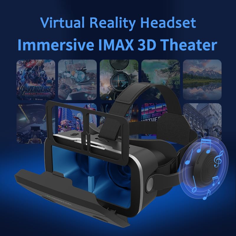 Virtual Reality Headset for iPhone & Android Phones, VR Headset with Remote Controller, HD 3D VR Glasses for TV, Movies & Video Games, VR Headset for Kids, Adults, Compatible 4.7-7 inch Virtual Reality with Remote