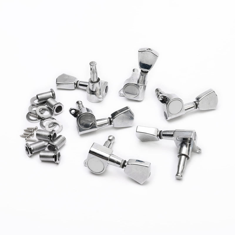 Swhmc Tune-O-Matic Bridge and Tailpiece Studs Set for LP Electric Guitar Replacement Parts, with 3L3R Guitar Locking Tuners Tuning Pegs Keys (Silver) silver