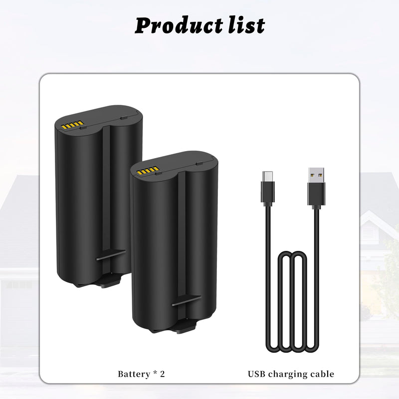 [AUSTRALIA] - 2-Pack 7000mah Battery Replacement for myQ Smart Garage Video Keypad Alarm System, Rechargeable Battery Compatible with MYQ 18650MH1-1S2P with USB-C Charging Cable, Li-ion 3.7V 25.9Wh 