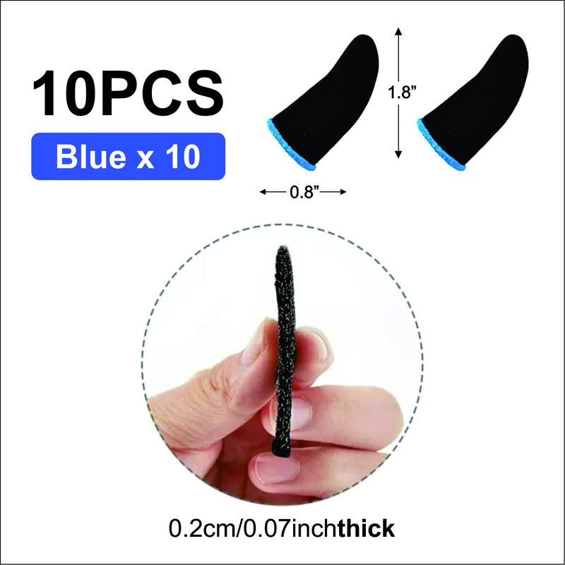 PUBG Mobile Phone Finger Sleeves for Gaming | Anti-Sweat Breathable Finger Sleeve Gloves for Gaming | Thumb Sleeves Mobile Gaming | Gamer Gloves | Pack of 10 (Blue) BLUE