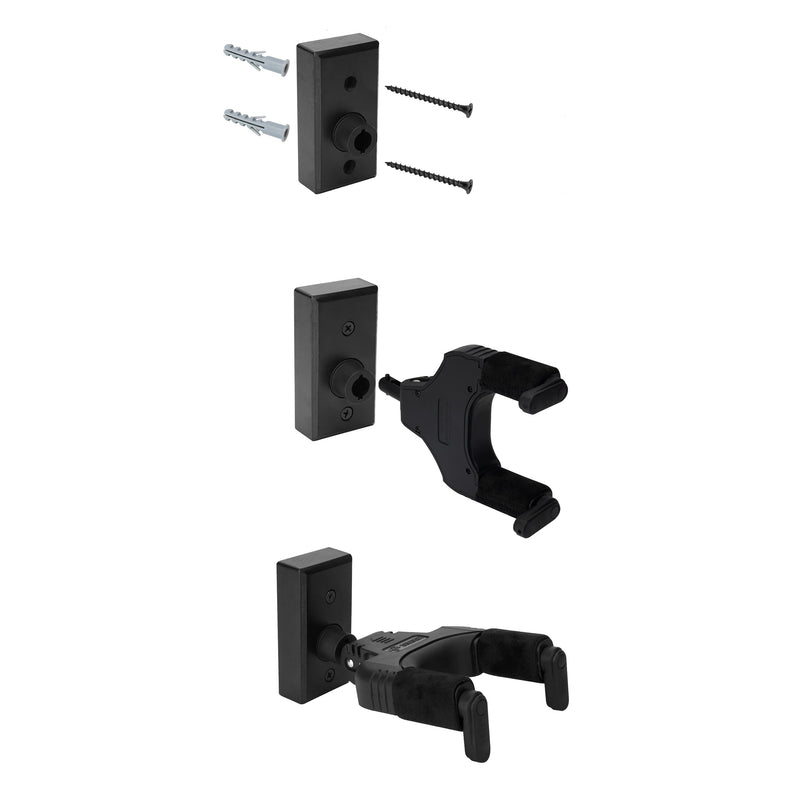 Sondery Guitar Wall Mount Hanger, Auto Lock and Adjustable Hook Holder for Acoustic and Electric Guitar, Ukulele, Bass, Banjo and Mandolin, Safely Cradles Nitro-Finished and High-End Guitars 3 Pack