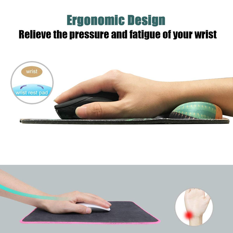 Ergonomic Mouse Pad with Wrist Support,Dooke Cute Wrist Pad with Non-Slip Rubber Base for Computer, Laptop, Home Office Gaming, Working, Easy Typing & Pain Relief Cactus Green/Black Cactus