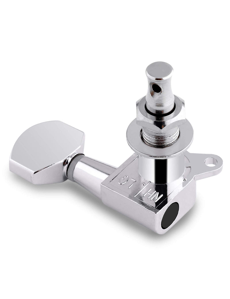 Holmer Sealed String Tuning Pegs Tuning Machines Grover Machine Heads Tuners Tuning Keys 3 Left 3 Right for Acoustic Guitar or Electric Guitar Chrome.