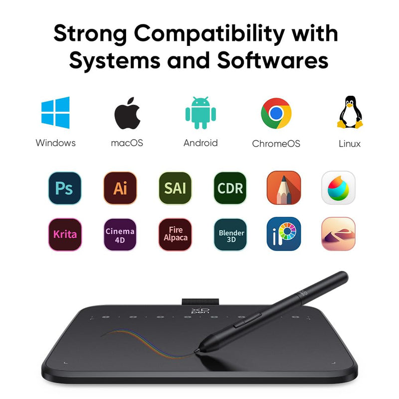 XPPen Deco 640 Drawing Tablet with 16384 Pressure Levels Sensitivity Battery-Free Stylus 6*4 Inch OSU Drawing Pad Graphic Tablet for Digital Drawing Teaching Designing Editing Work for PC Mac Android