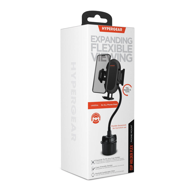 HyperGear Cup Holder Flex Universal Phone Mount, Car Phone Holder with Adjustable Gooseneck & 360° Rotation, Universal Compatibility for iPhone & Android