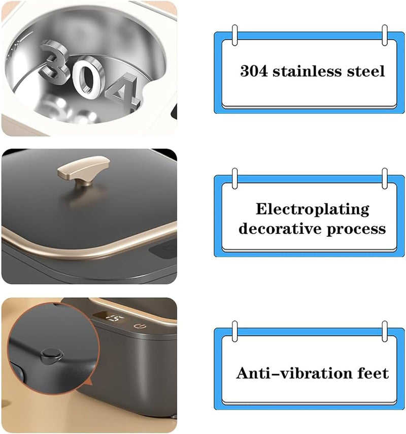 Ultrasonic Cleaning Device for Dentures, 48 kHz 250 ml, Portable Ultrasonic Device with 3 Modes, Ultrasonic Cleaner for Jewellery, Dental Splint, Retainer, Antibacterial Scaler