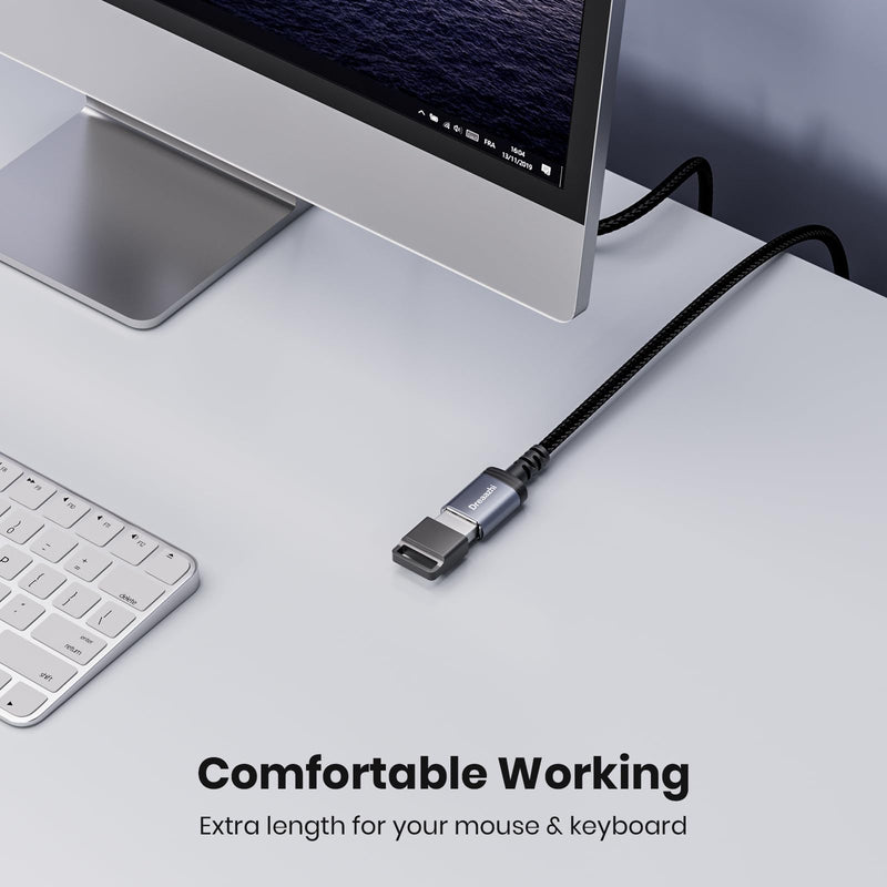 USB 3.0 Extension Cable 1 m, 5 Gbps Type A Male to Female Extension Cable Braided Compatible with USB Keyboards, Mice, Xbox, Flash Drives, Hard Drives, Printers etc.
