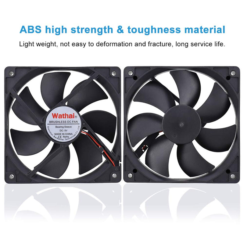 2 Packs Wathai 120mm x 25mm 120mm 5V USB Fan for Receiver AV cabint Game Console PC Laptop TV Box Projector Router Cooling