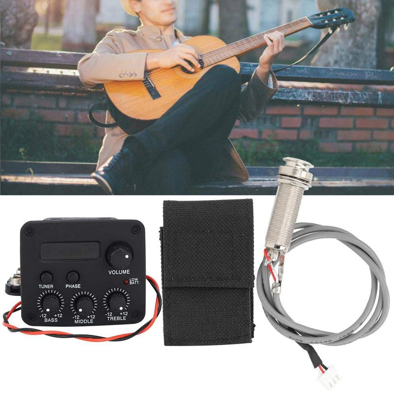 3 Band EQ Pre-Amp Equalizer Pickup,Guitar EQ Equalizer Piezo Pickup System with LCD Screen Display for Guitar Accessory