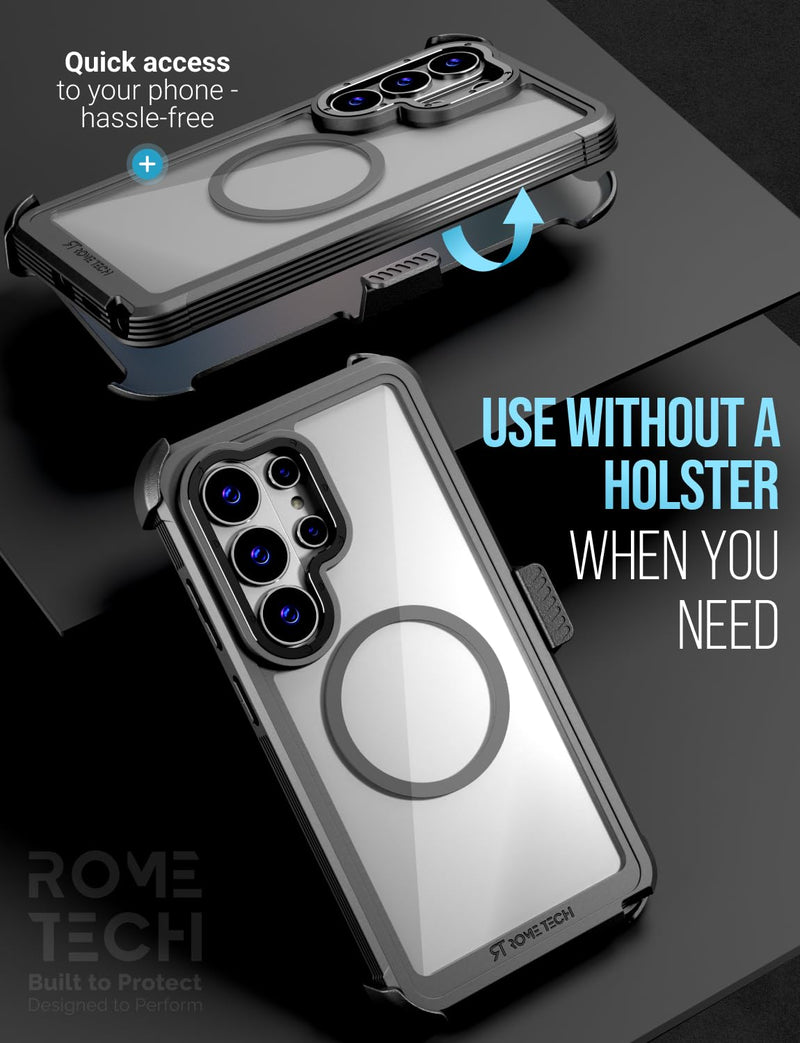 Designed for Samsung Galaxy S26 Ultra Case with Belt Clip Holster | Protective Cover with Strong Magnet Compatible with Magsafe - Black
