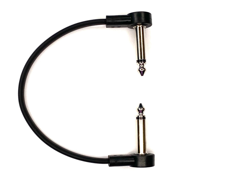 Flat Low Profile C Shape 1/4"" Right Angle Guitar Effects Pedal Patch Cables (3), Black 3