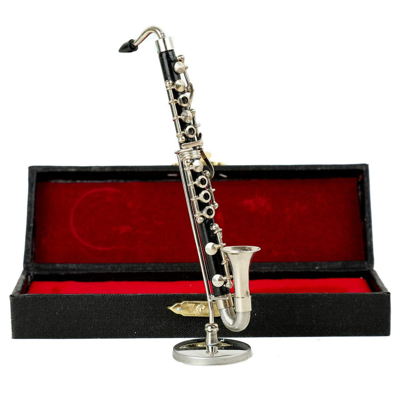 Dselvgvu Miniature Bass Clarinet with Stand and Case Mini Musical Instrument Mini Bass Clarinet Miniature Dollhouse Model Christmas Ornament (5.12") 5.12"