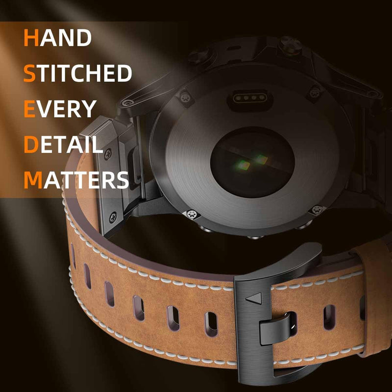 26mm Leather Bands Designed for Garmin Fenix 8 51mm/Fenix 6X/Fenix 7X/Fenix 5X Plus/Fenix 6X Pro/Fenix 3/Fenix 3 HR/Tactix Delta,Quickfit 26 Watch Nylon Bands