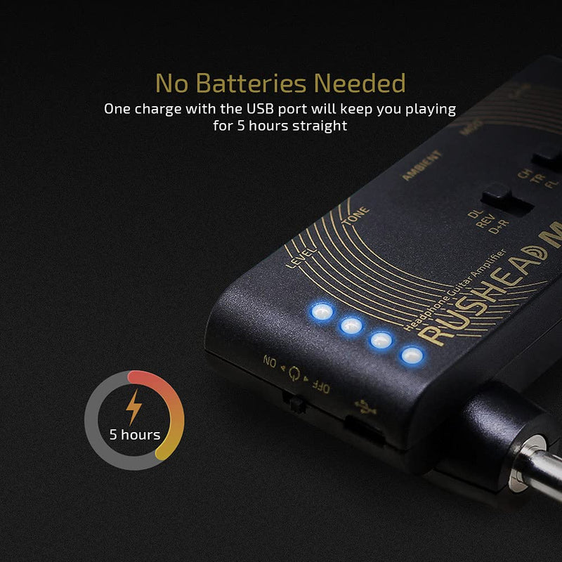 VALETON Guitar Headphone Amplifier Multi Effects Pocket Rechargeable Mini Practice Amplifier Rushead Max (Include 2 Additional Guitar Picks)