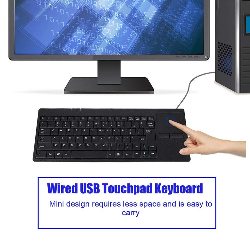 MC-818 82 Keys USB Keyboard Wired Keyboard Built-in Touchpad USB HUB Port Mechanical Button Structure Ergonomic Keyboard Mute Ultra-Thin Keyboard for Notebook/Desk, Black