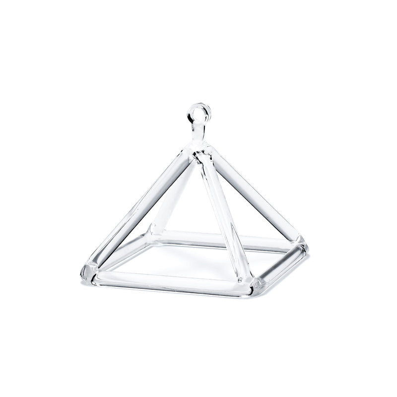 Clear Quartz Crystal Singing Pyramid 4 inch With Crystal Singing Bowl Striker