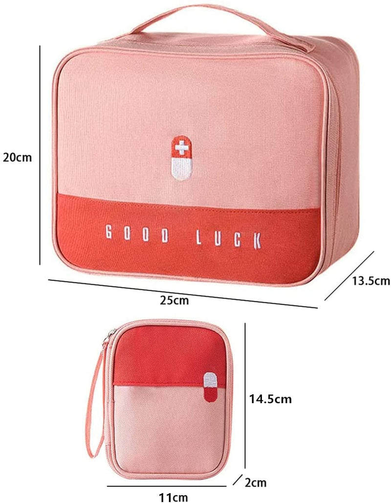 Pack of 2 Medicine Bag Large Capacity Medical Emergency Bag Empty Waterproof Medicine Storage Bag Portable Medicine Bag for Home Office Travel (Pink) Pink