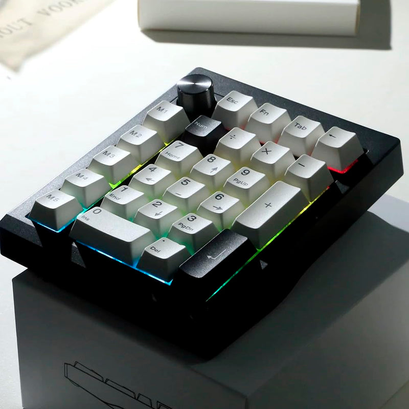 BOYI GMK26 Mechanical Numpad,VIA Programmable BT5.0/2.4GHz/Type-C Hot Swappable Gasket RGB Wireless Number Pad Mini Keyboard Rechargeable Numeric Keypad with Knob(Black) Black
