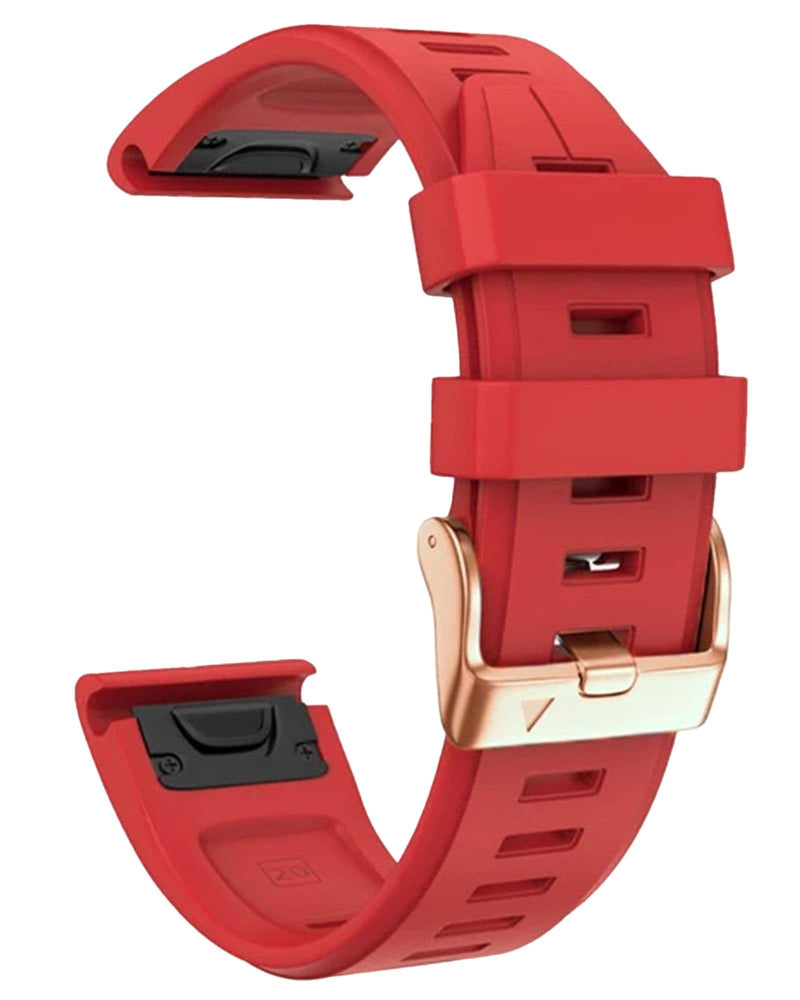 20mm Watch Band for Garmin fenix 5s 6s 7s, Quickfit 20 Bands Rose Gold Silicone BLACK and RED Bundle