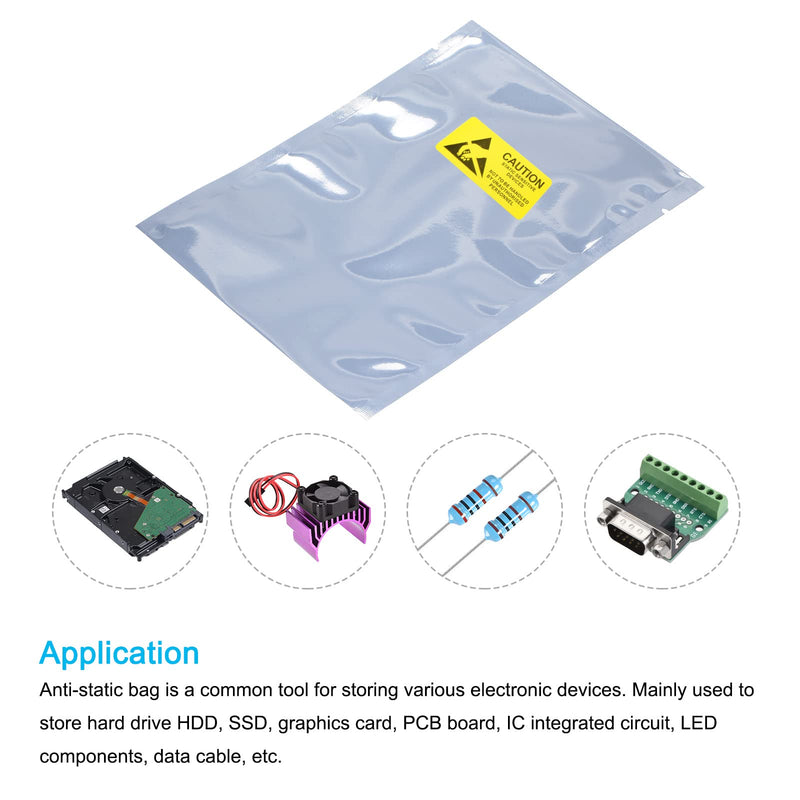 MECCANIXITY Anti Static Bags Shielding Bag 25pcs 4.3x6inch(11x15cm) Open Top with Labels for Hard Drive HDD SSD