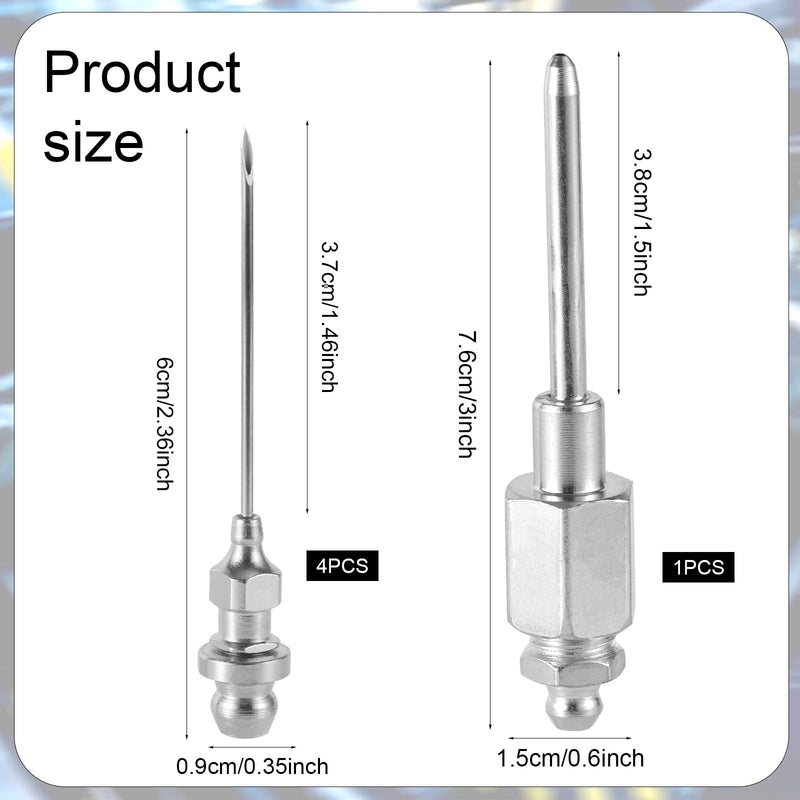 4pcs Grease Needle Nozzle, Bearing Grease Injector Needle with NPT Threaded Narrow Needle Grease Adapter Grease Nozzle Tip for Injecting Grease Dispenser Fitting Tool into Small and Confined Spaces