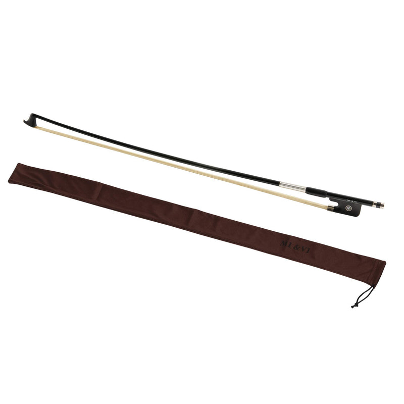 MI&VI CB-720 Classic Carbon Fiber Cello Bow (Size 3/4) with Rosin and Bow Soft Bag Included | Ebony Frog | Well Balanced | Mongolian Horse Hair - MIVI Music Cello 3/4