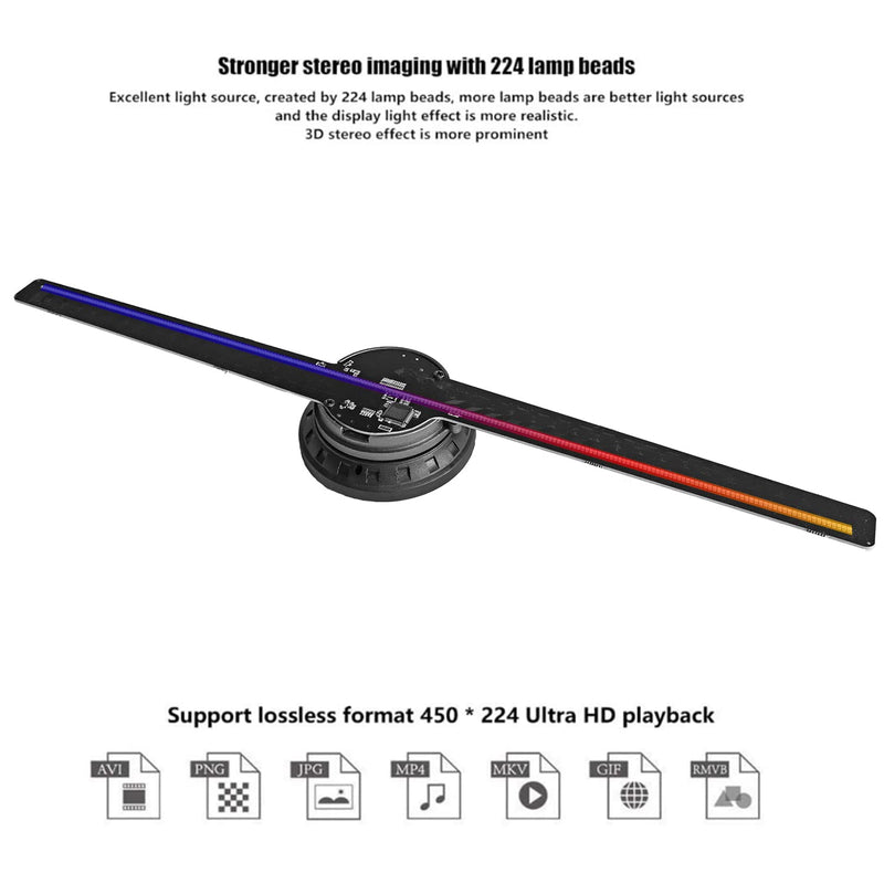 3D Hologram Fan,12.6-Inch Missyou 3D Holographic Projector Advertising Display with Remote and Bluetooth and Splicing,700 Video Library and 224 LED for Business Store Signs,Bar,Casino,Party
