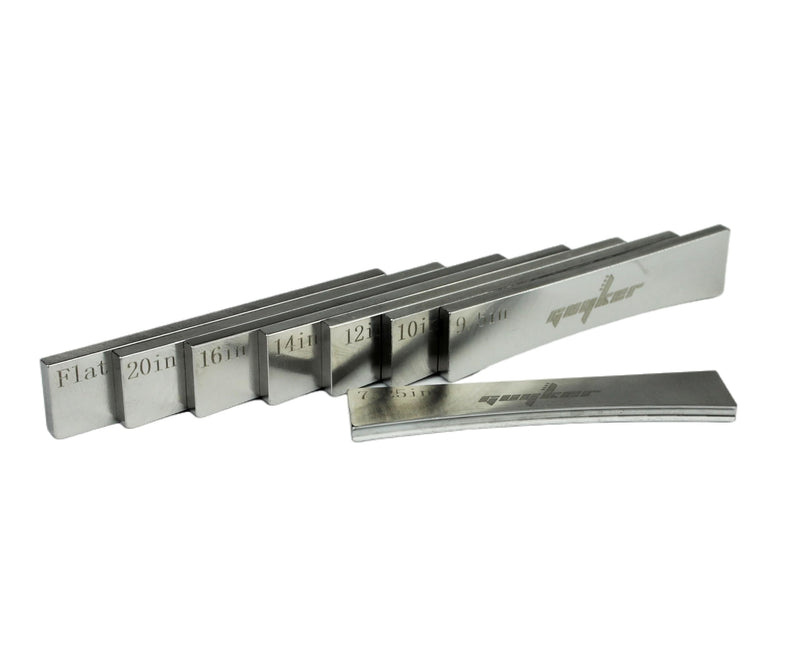 [AUSTRALIA] - Guyker 8Pcs Flat, 7.25, 9.5, 10, 12, 14, 16, 20 Radius Guitar Fret Press Insert, 304 Stainless Steel Machine Pressure Fingerboard Radian Fret Insert for Acoustic Electric Guitar Bass Luthier DIY Tool flat/7.25/9.5/10/12/14/16/20 inch, 8pcs 