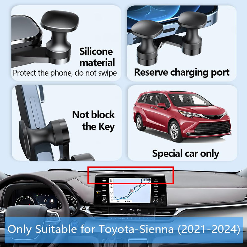 Car Phone Holder Mount for Toyota Sienna 2021 2022 2023 2024 Auto Accessories Navigation Screen Bracket Interior Decoration Mobile Cell Phone Mount 【Not fit Sienna 2025】