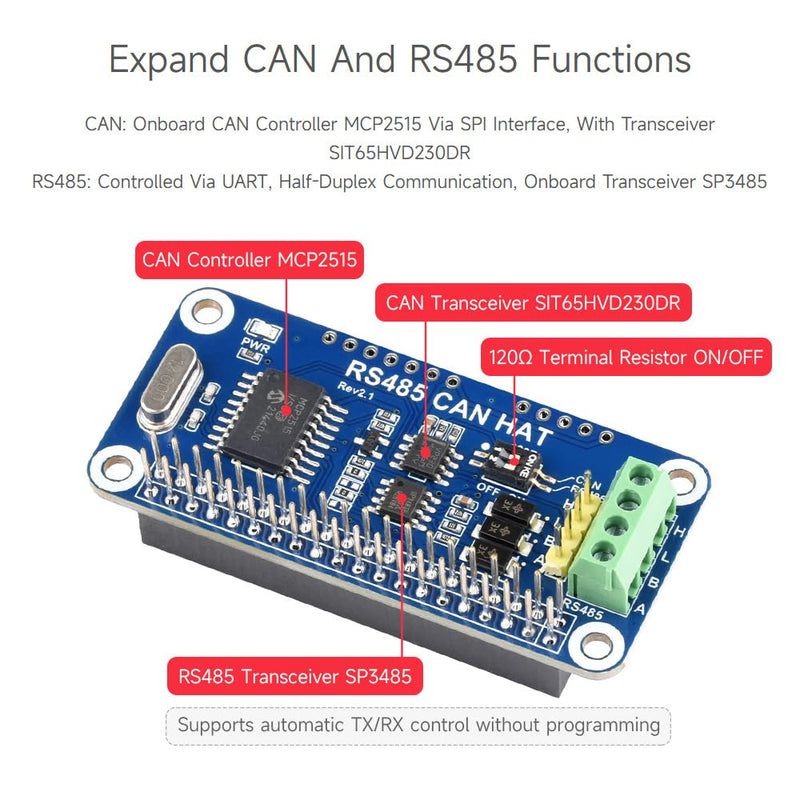 [AUSTRALIA] - Waveshare RS485 CAN HAT Supports Raspberry Pi Series Boards Allows Stable Long-Distance Communication 