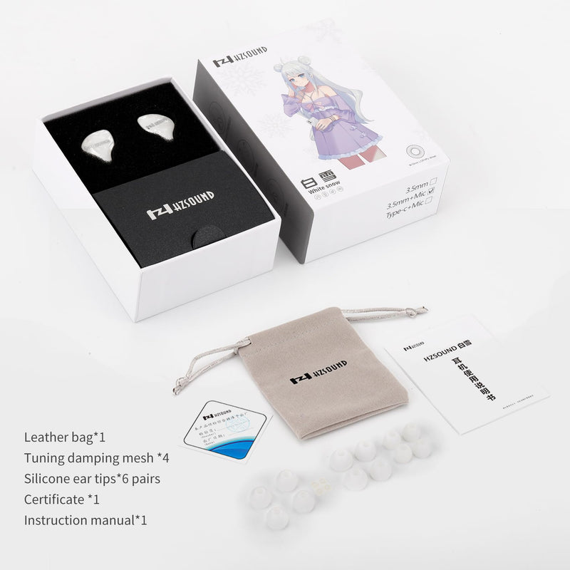 keephifi Hzsound White Snow Wired Headphones USB C, 10MM LCP+PU Diaphragm in Ear Headphones Resin-drip Mold, Gaming Earbuds Type C IEMs Positional Audio Location for Singer, Audiophile USBC with Mic