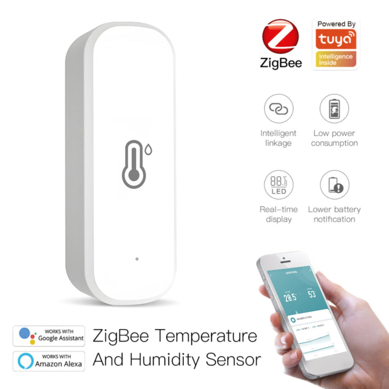 Tuya Zigbee Home Hygrometer Thermometer Sensor WiFi Temperature Humidity Sensor with Wireless Smart Temperature Humidity Detector 1 Zigbee (Need zigbee gateway)
