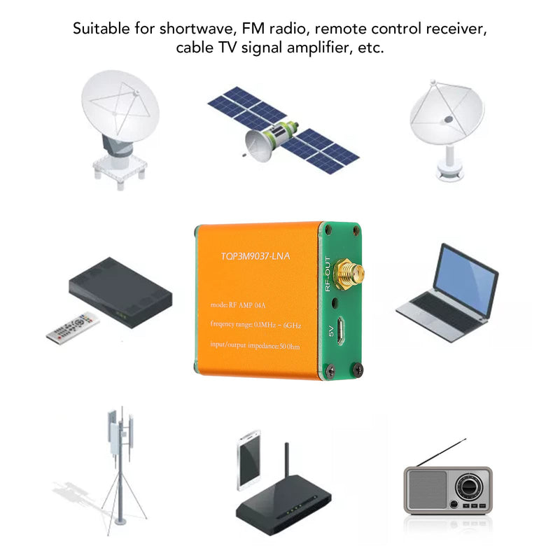 Low Noise 0.1 MHz 6 GHz Amplifier, 20 dB LNA Amplifier with High Gain for Shortwave, FM Radio, HF Power Preamp Module, SMA Socket (Supplied with Built-in Battery) Supplied with built-in battery
